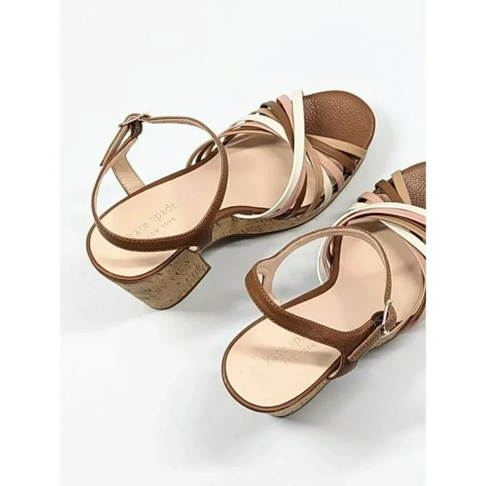 Kate Spade Women's Glow Leather Dressy Platforms Multi Toast Size 9.5 MSRP $228
